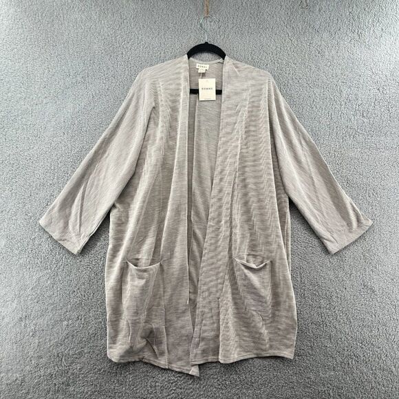 NWT DONNI Sandwash Stripe Ribbed Long Open Front Cardigan Sweater Women’s OS - Picture 3 of 12